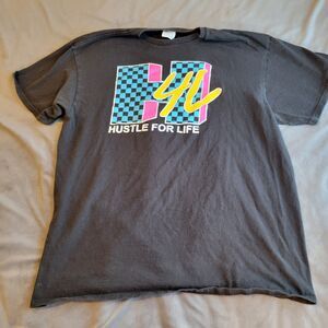 Pro Weight Shirt Mens XL Vintage Black Tee Hustle 4 Life Cotton Comfort Stretch